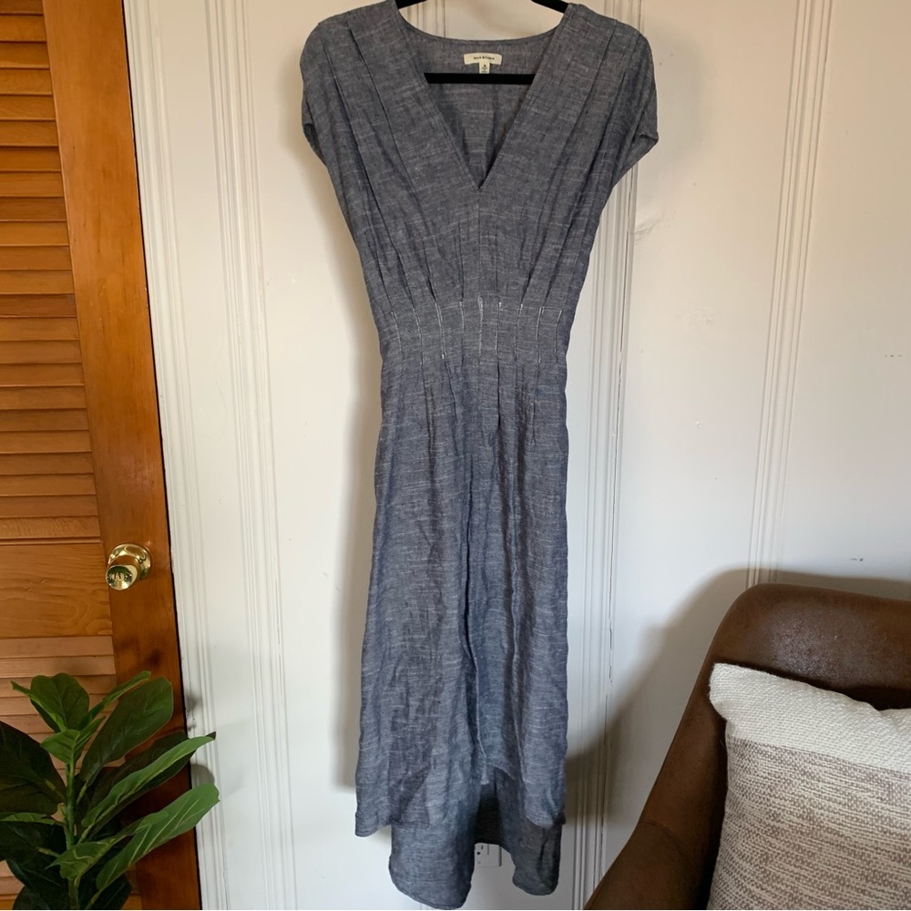 EUC Max Studio Chambray Hi-lo V-Neck Dress Sz M